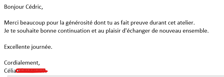 temoignage d'une participante