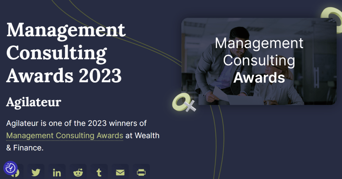 Award 2023 best Business Strategy Solution pour Agilateur